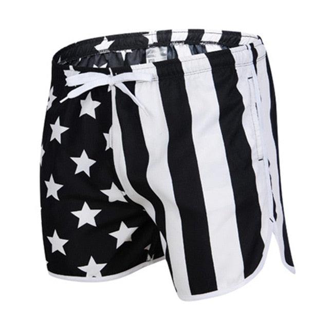 Men Swimwear American Flag Pattern Beachwear Elastic Swimsuit (TG5)(F9)