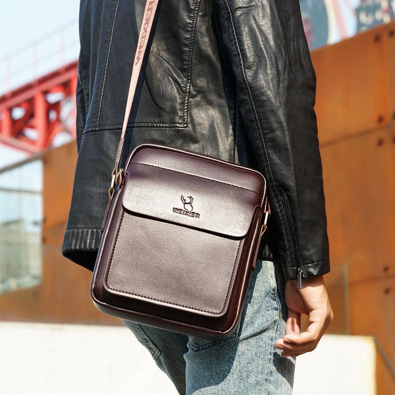 Men Tote Bags - PU Leather Handbag - Fashion Men Casual Messenger Bag (D17)(3MA1)