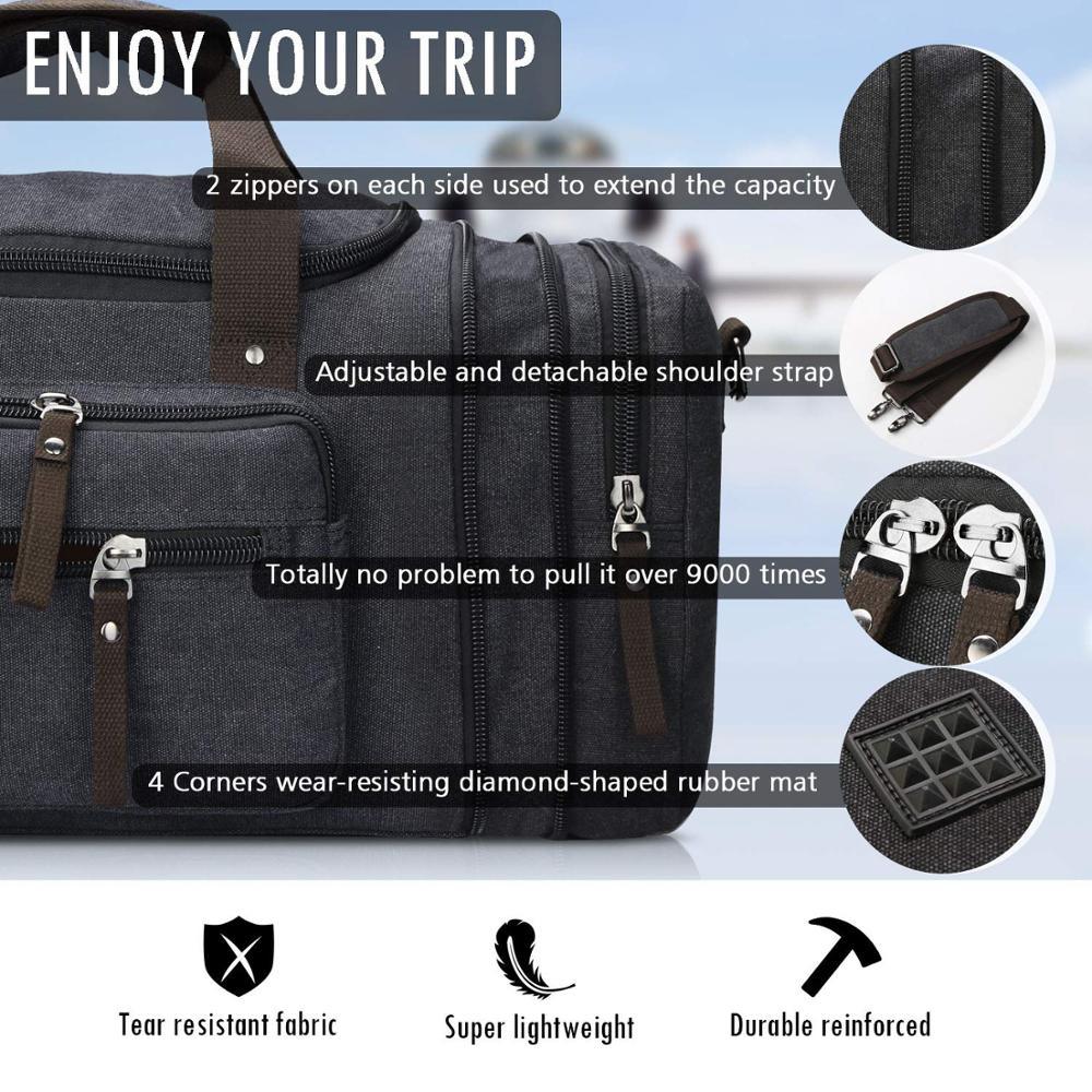 Men Travel Bag - Canvas Multifunction Leather Bags - Carry on Luggage Bag (LT3)(F78)