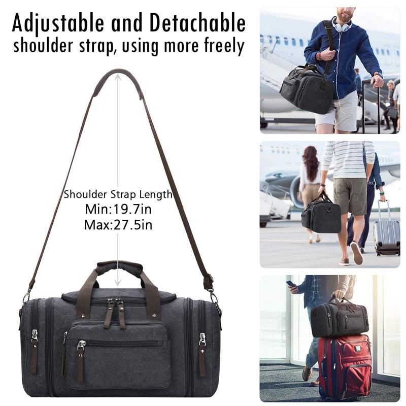 Men Travel Bag - Canvas Multifunction Leather Bags - Carry on Luggage Bag (LT3)(F78)