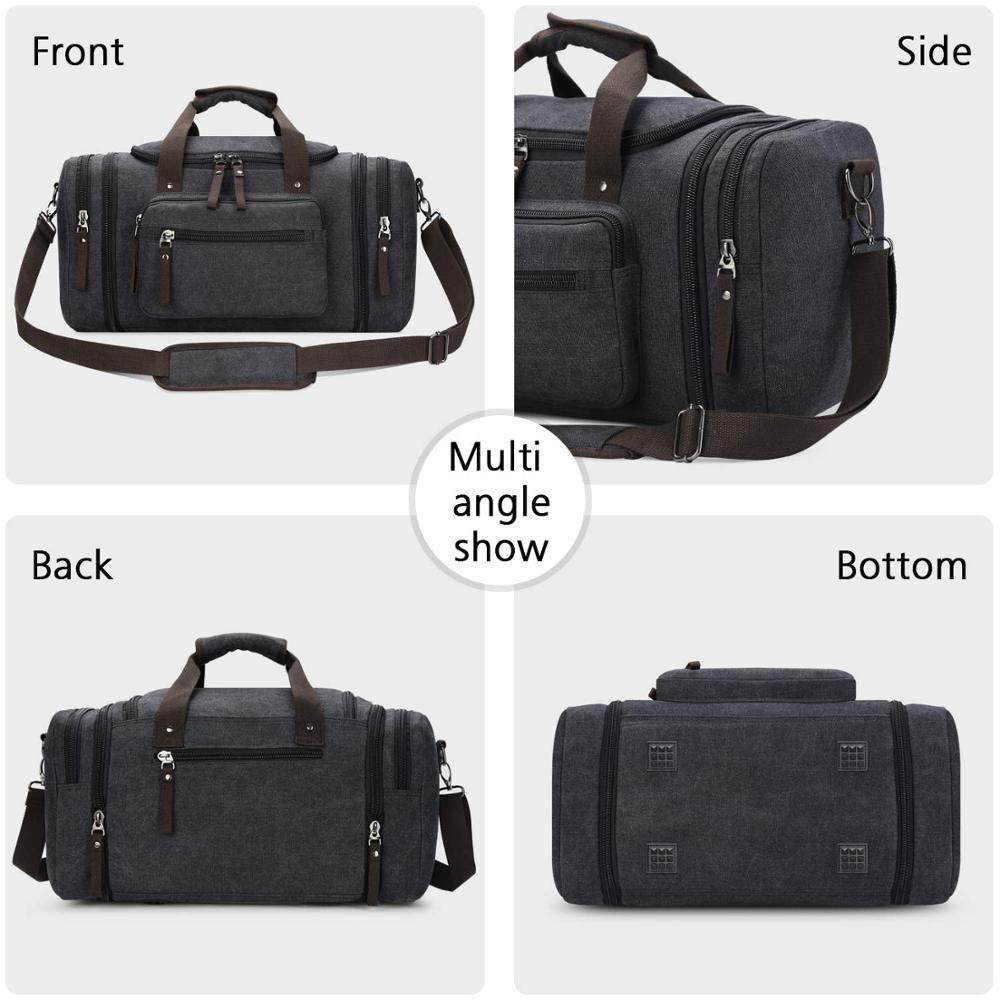 Men Travel Bag - Canvas Multifunction Leather Bags - Carry on Luggage Bag (LT3)(F78)