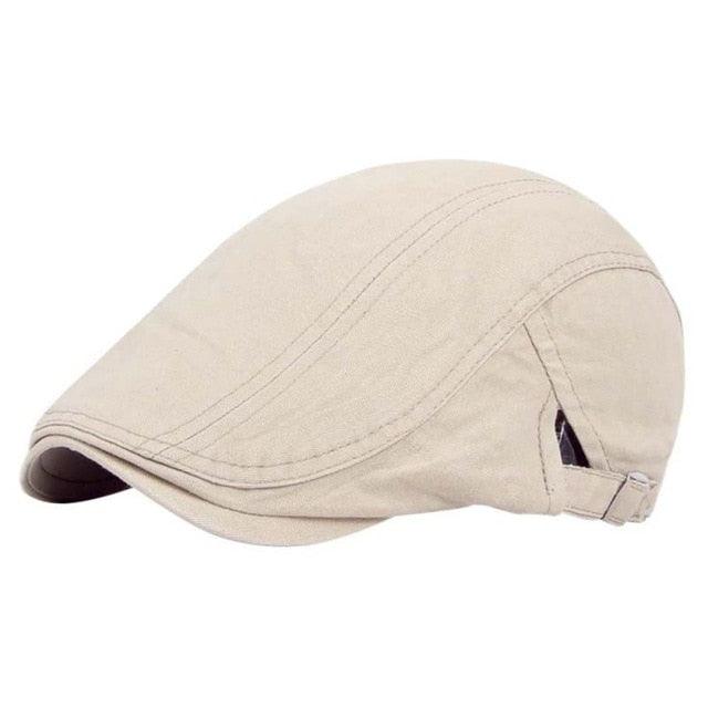 Men Vintage Golf Caps - Baker Peaked Hat - Linen Cotton Retro Outdoors Golf Beret Flat Cap (2U102)