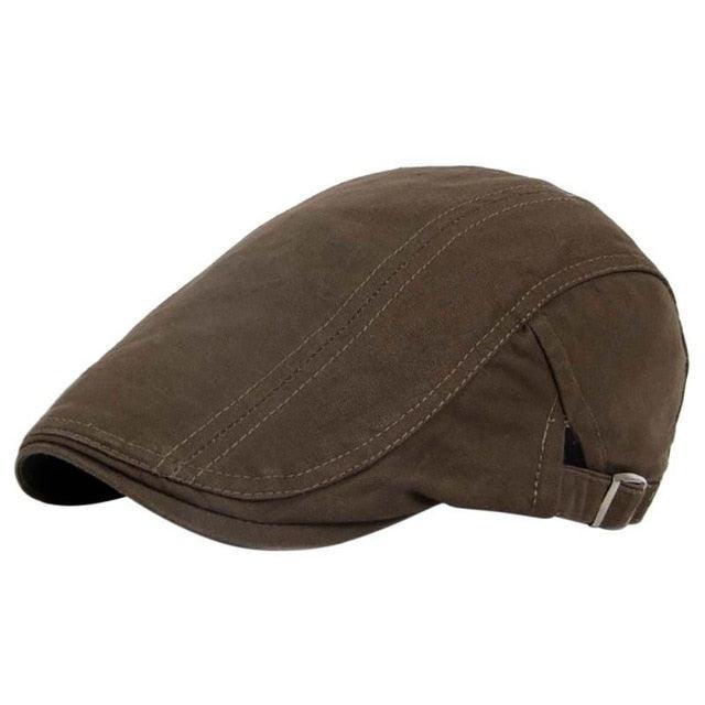 Men Vintage Golf Caps - Baker Peaked Hat - Linen Cotton Retro Outdoors Golf Beret Flat Cap (2U102)