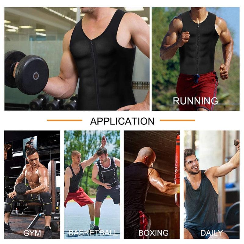 Men Waist Trainer Vest for Weight loss Neoprene Corset Body Shaper Zipper Sauna Tank Top Workout Shirt Black Plus Size S-4XL (FHM1)(1U101)(1U9)(F101)