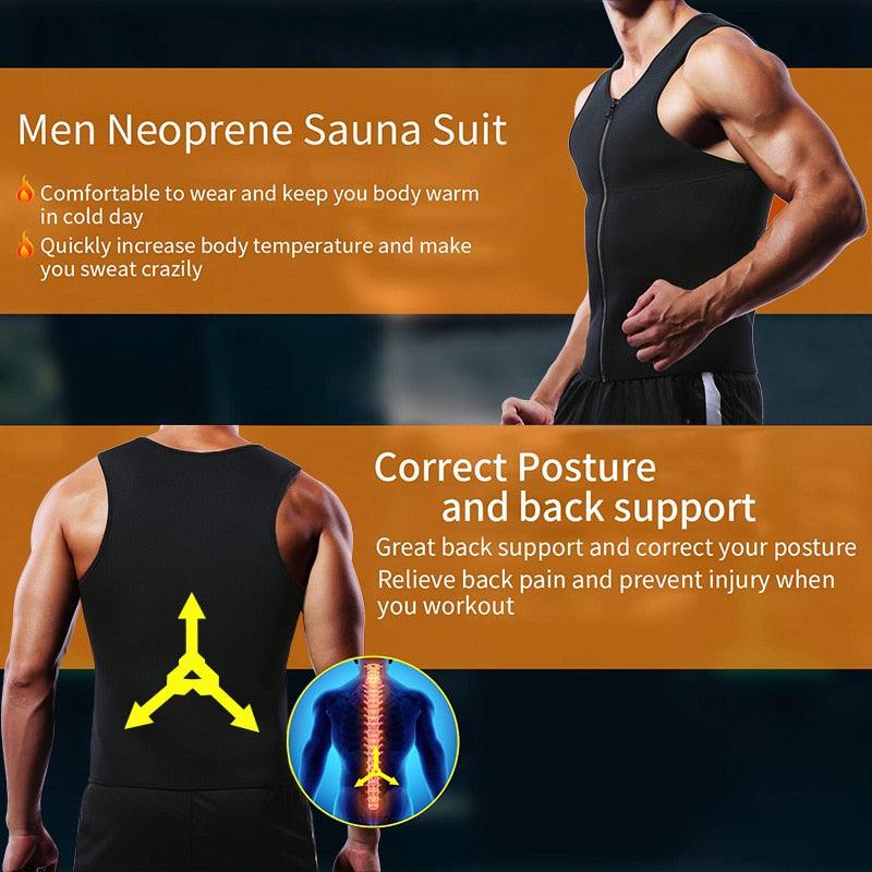 Men Waist Trainer Vest for Weight loss Neoprene Corset Body Shaper Zipper Sauna Tank Top Workout Shirt Black Plus Size S-4XL (FHM1)(1U101)(1U9)(F101)