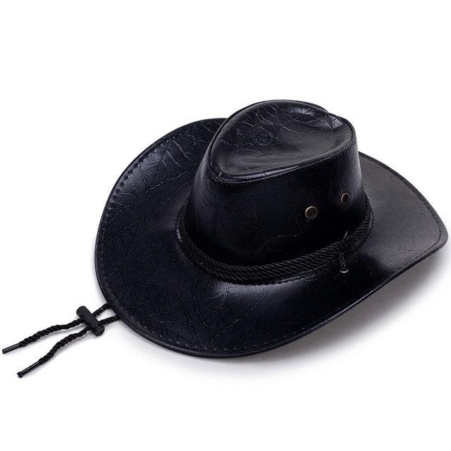 Men's Pu Leather American Wind Big Western Cowboy Hat (MA3)(F102)