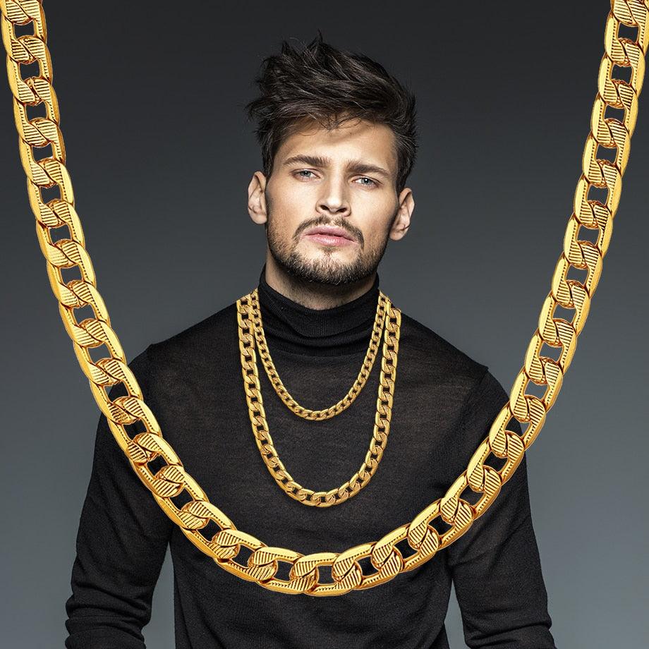 Dubai Jewelry Style Sets - Gold Color Stainless Steel Necklace Bracelet Set (D83)(MJ4)