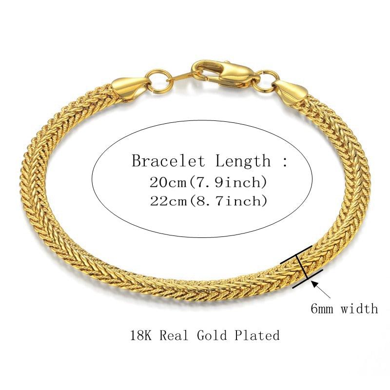 Great Jewelry Set - Gold Silver Color Bracelet Necklace Set - Curb Cuban Weaving Snake Chain (MJ4)