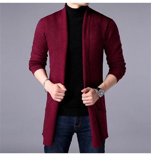 Amazing Men Long Style Cardigan Spring & Autumn X-long knit Sweater (D100)(TM6)(T5G)(CC3)