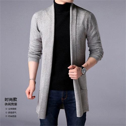 Amazing Men Long Style Cardigan Spring & Autumn X-long knit Sweater (D100)(TM6)(T5G)(CC3)