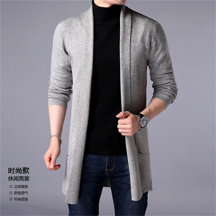 Amazing Men Long Style Cardigan Spring & Autumn X-long knit Sweater (D100)(TM6)(T5G)(CC3)