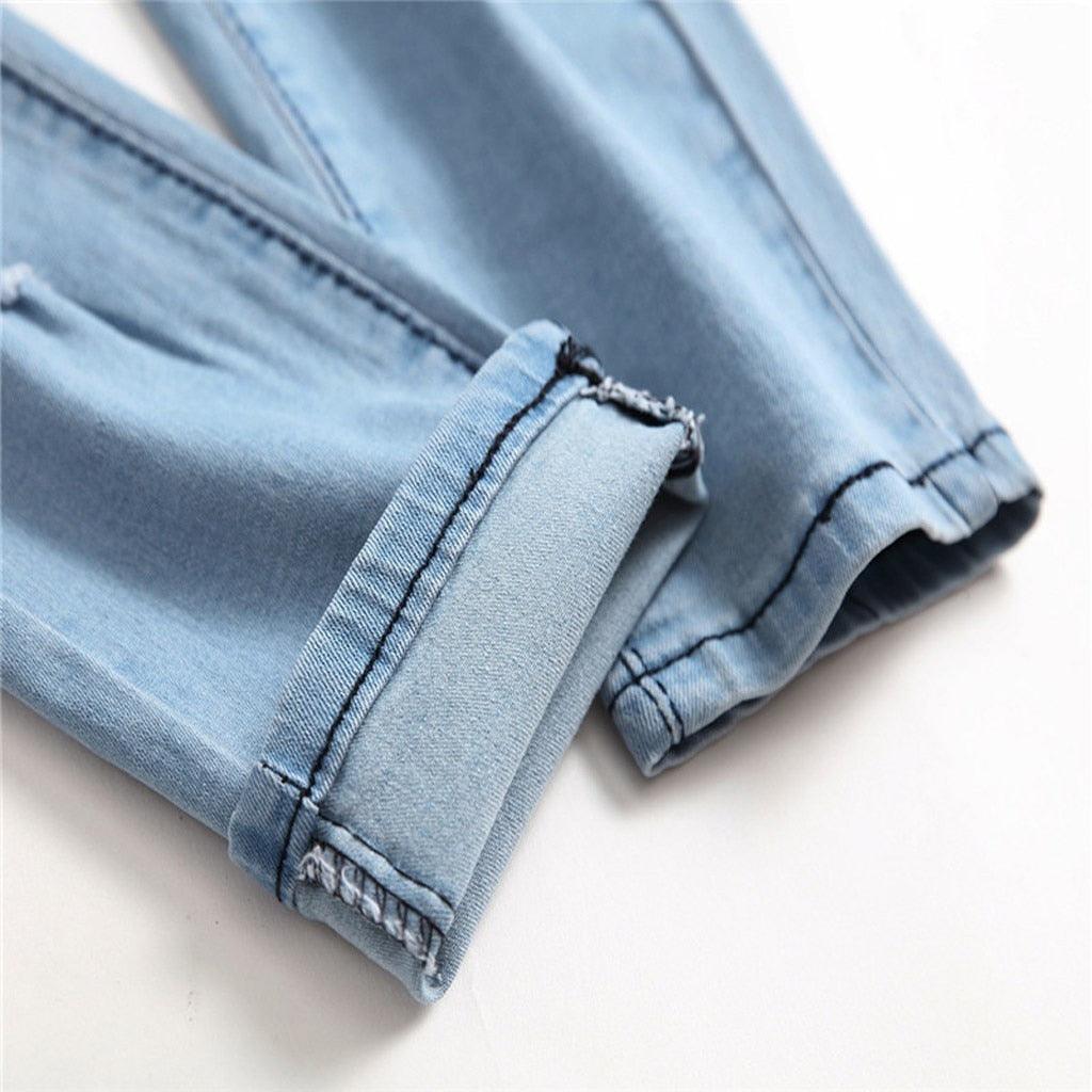 Men's Cotton Straight Trousers - Fashion Slim Fit Jeans (3U9)