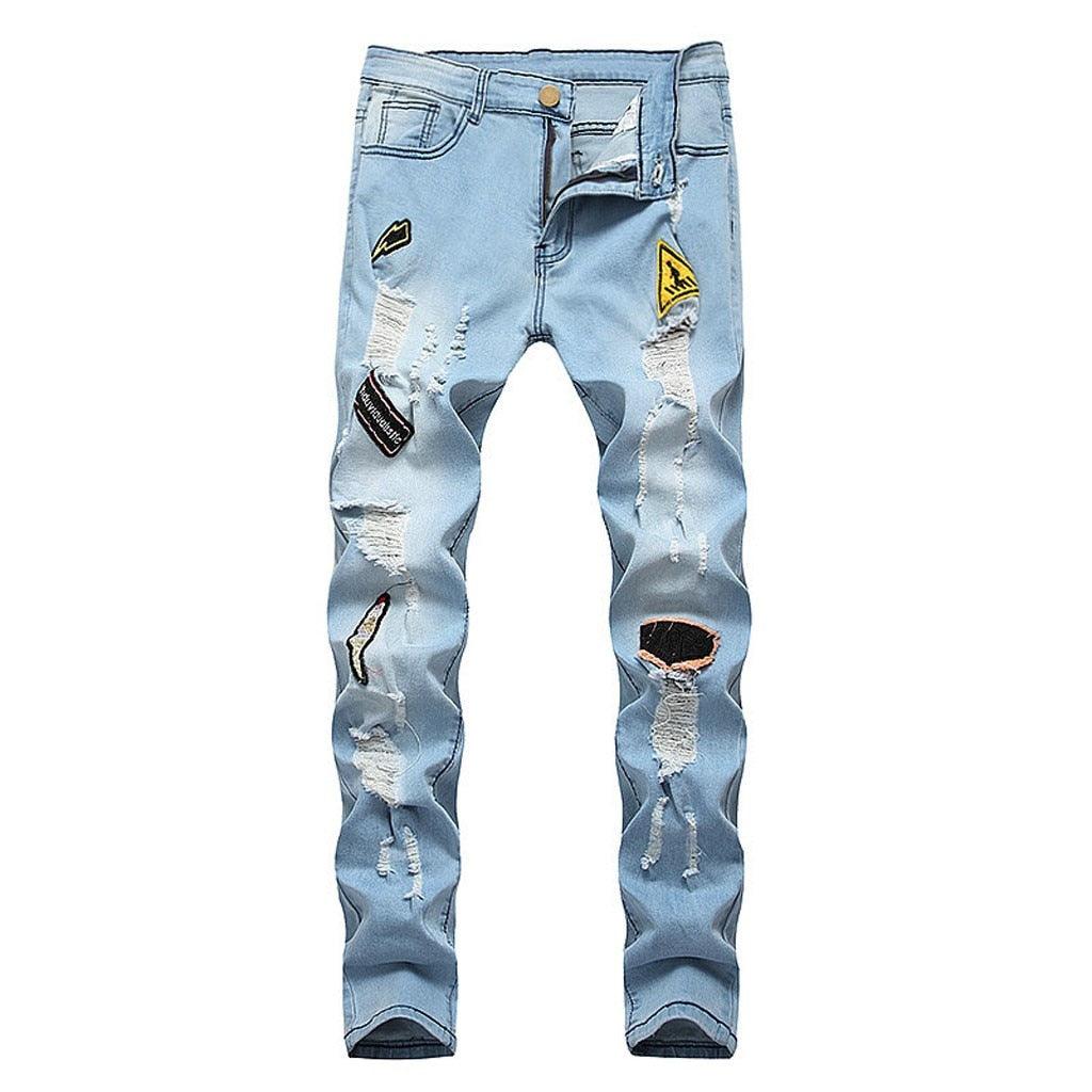 Men's Cotton Straight Trousers - Fashion Slim Fit Jeans (3U9)