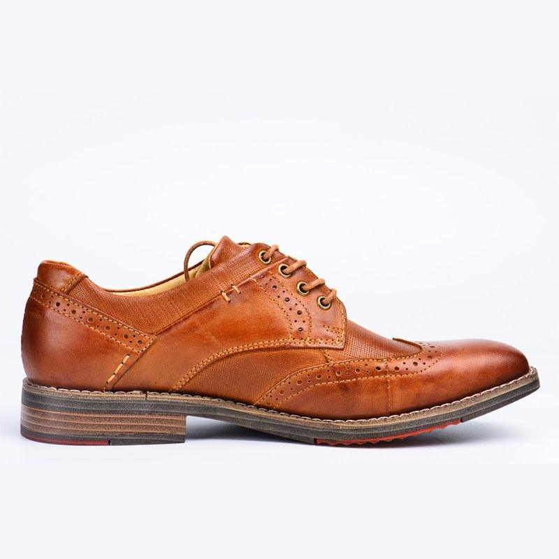 Amazing Men's Dress Shoes - Oxford Bullock Genuine Leather Shoes - Large Size Formal Shoes (MSF2)(MSF4)(F14)