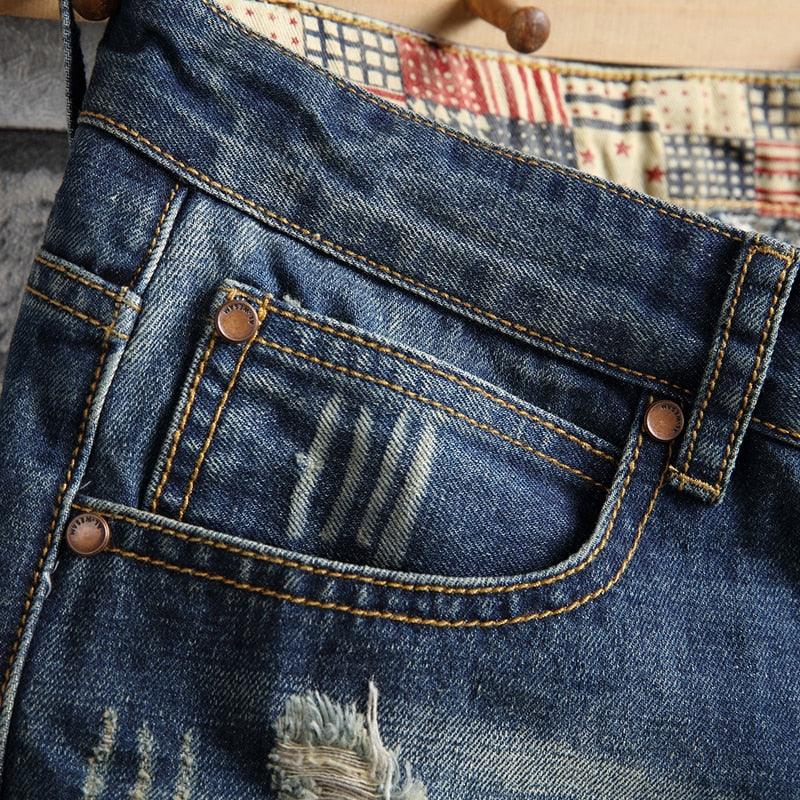 Great Men's Hole Denim Shorts - Summer New Fashion Casual Slim Fit Ripped Retro Short Jeans (TG3)(TG2)(F9)
