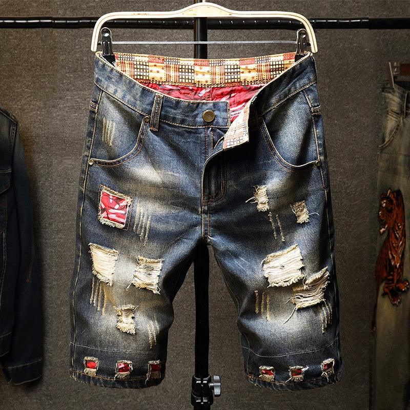 Men's Jeans - Ripped Shorts Summer Fashion Casual Vintage Slim Fit Shorts (D9)(TG3)(TG2)