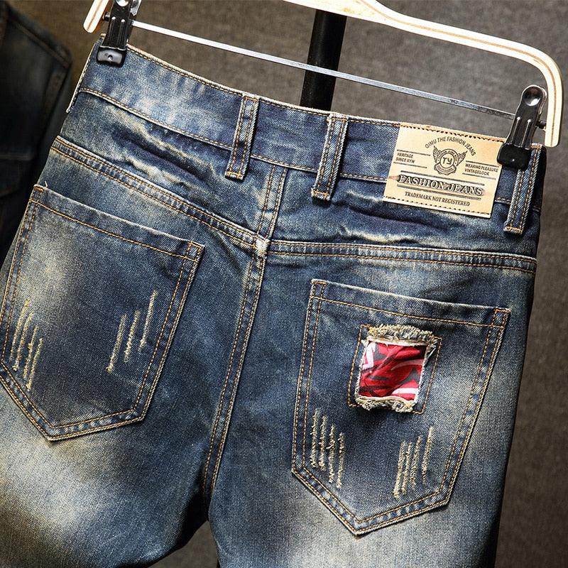 Men's Jeans - Ripped Shorts Summer Fashion Casual Vintage Slim Fit Shorts (D9)(TG3)(TG2)