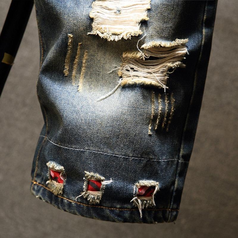 Men's Jeans - Ripped Shorts Summer Fashion Casual Vintage Slim Fit Shorts (D9)(TG3)(TG2)