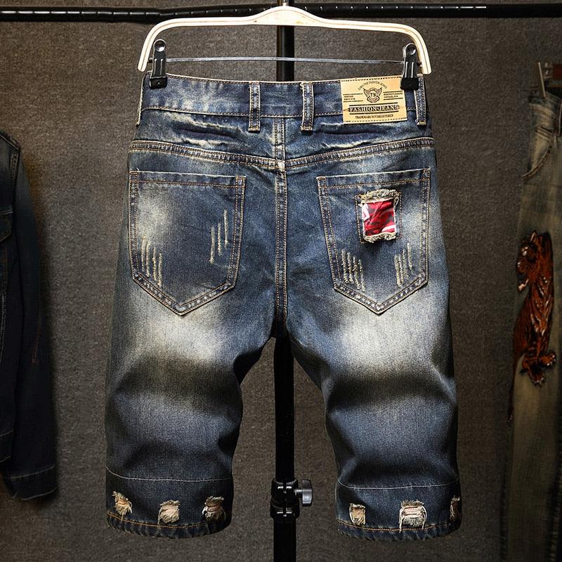 Men's Jeans - Ripped Shorts Summer Fashion Casual Vintage Slim Fit Shorts (D9)(TG3)(TG2)