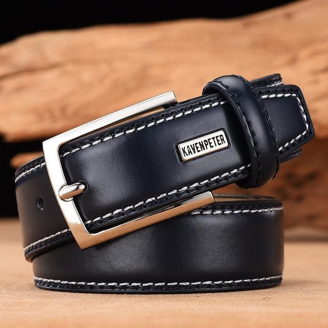 Men's Leather Classic Belt - Alloy Pin Buckle Men's Matching Jeans Business Belt (MA1)