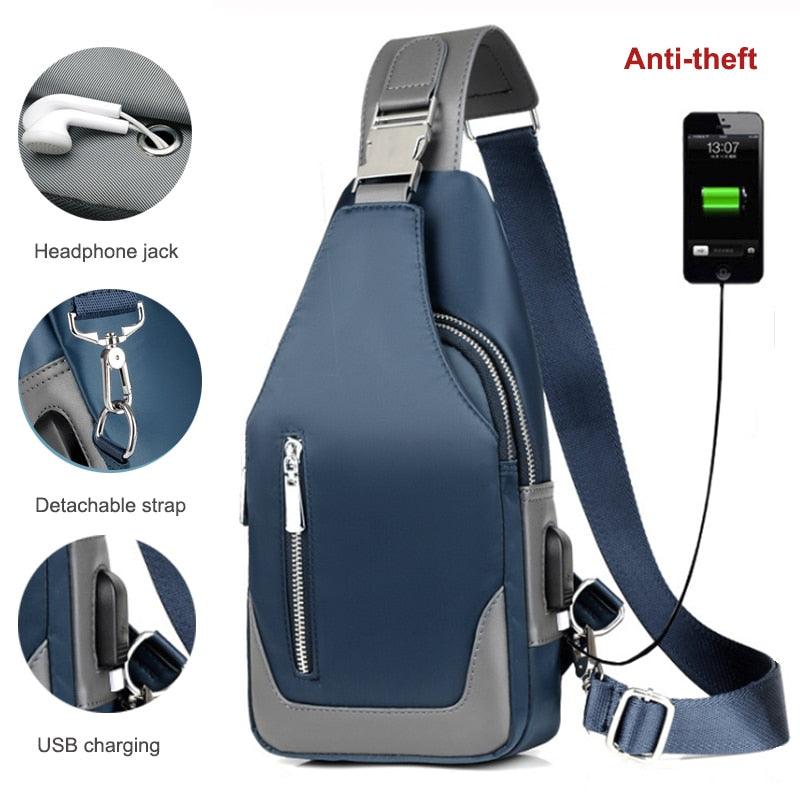 Oxford Cloth Chest Bag Men Zipper Casual Crossbody Phone Belt