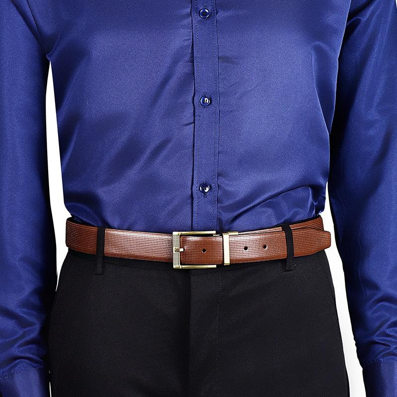 Men's Reversible Leather Belt Classic Cow Genuine Leather Luxury Strap Male Belts (D17)(MA1)