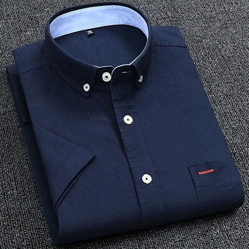 Men's Summer Pure Cotton Oxford Shirts - Casual Slim Fit Design Short Sleeve Shirt (TM1)(T2G)(F10)(F8)
