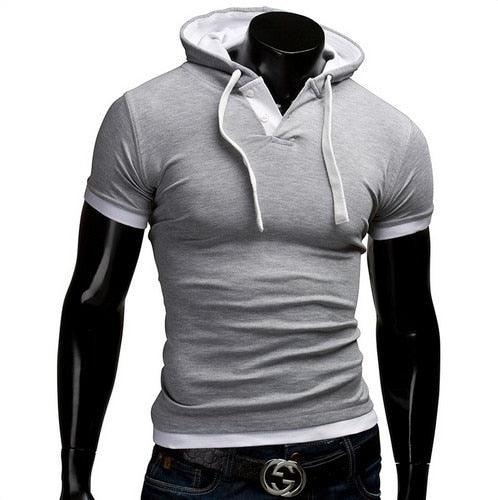 Trending Men's T Shirt - Summer Slim Fitness Hooded Short Sleeved T-Shirt (TM8)