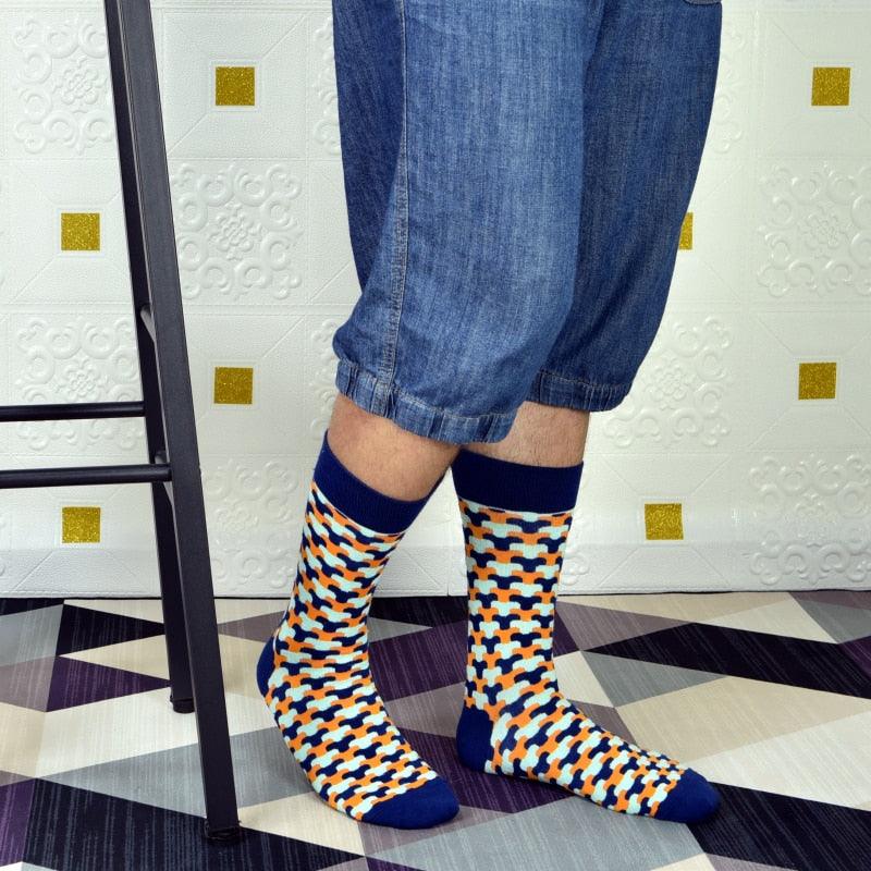 Men's Socks - Business Fashion Men's Cotton Socks - 5 Pairs Design Socks (D9)(TG8)