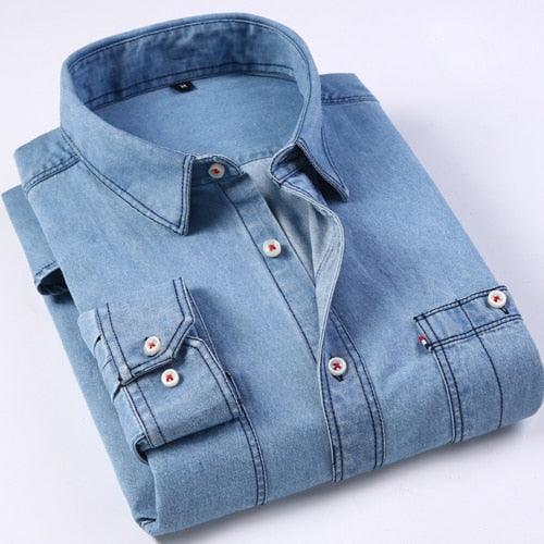 Men's Regular Fit Long Sleeve Shirt - Thin Casual Cotton Shirts (D8)(TM1)