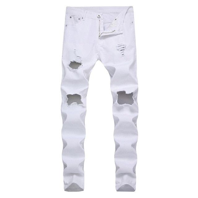 Slim Fit Motorcycle Jeans - Zipper Streetwear Pants (3U9)
