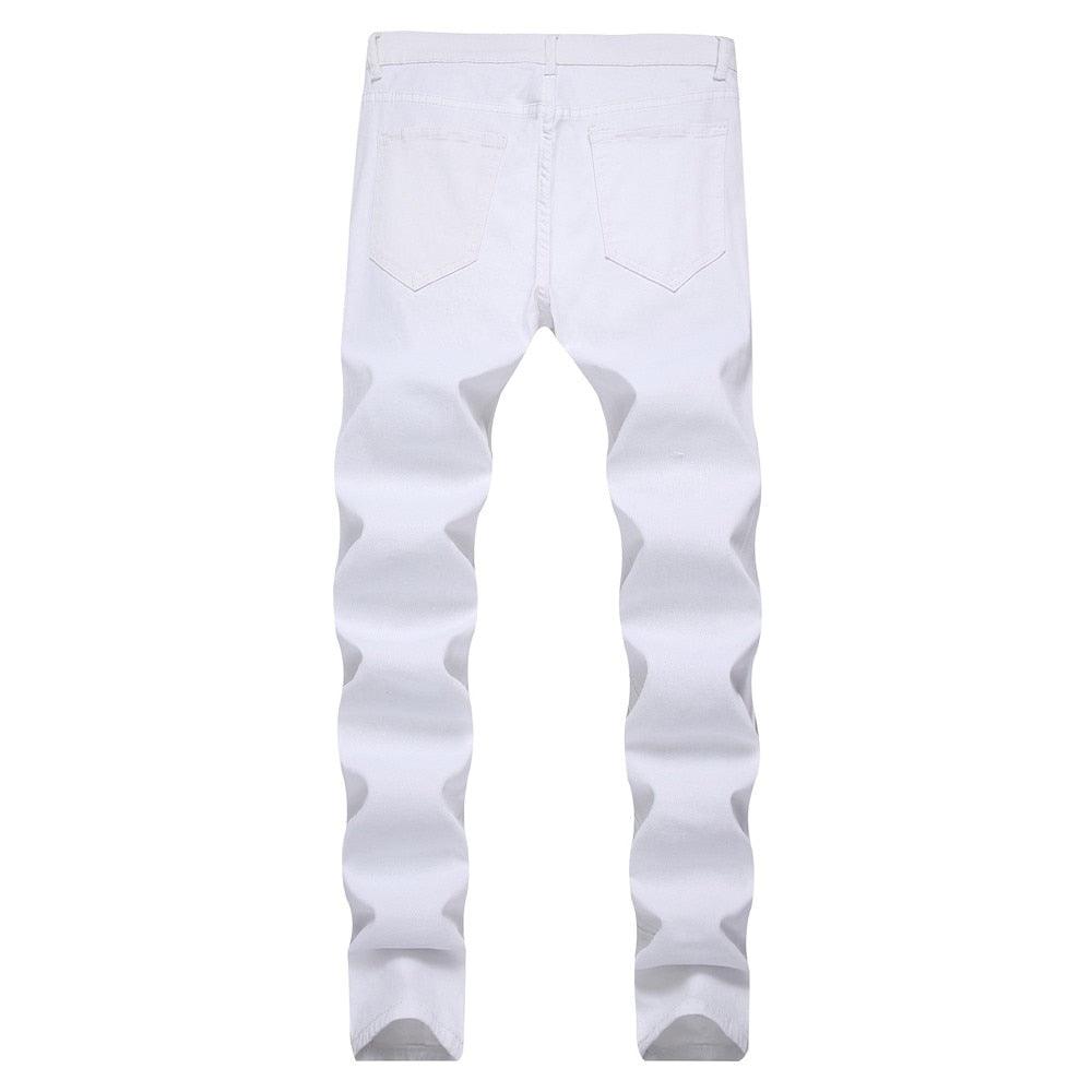 Slim Fit Motorcycle Jeans - Zipper Streetwear Pants (3U9)