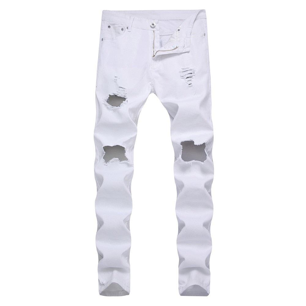 Slim Fit Motorcycle Jeans - Zipper Streetwear Pants (3U9)