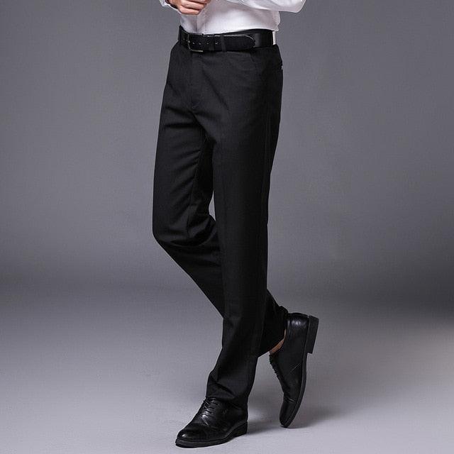 Men's Slim Fit Straight Dress Pants - Flat Front Causal Trousers (TG1)