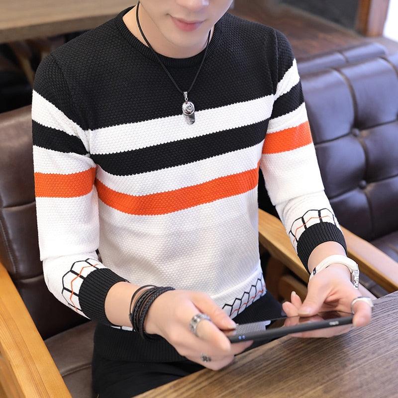 Men's Sweater - Pullover Cotton Knit Spring Sweater Jumpers (D100)(TM6)
