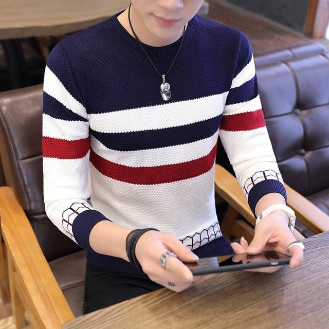 Men's Sweater - Pullover Cotton Knit Spring Sweater Jumpers (D100)(TM6)