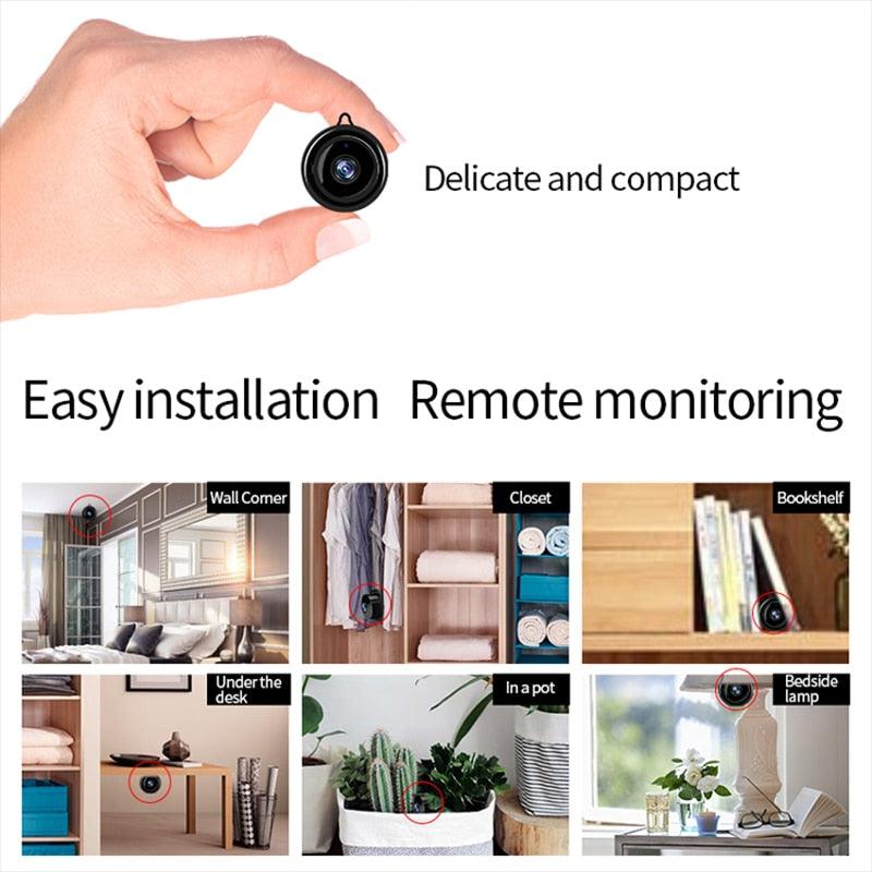 Mini Wifi Camera Smart Auto IR-Cut Night Vision HD Video Motion Sensor Secret Micro Cam IP P2P Security Home Surveillance Webcam (MC8)(F54)