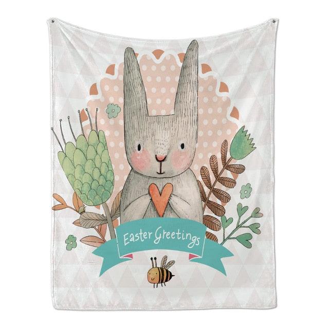 Cute Rabbit Printing Flannel Blanket for Kindergarten Cartoon Animal Throw Blankets On Bed Sofa Bedding (4BM)(F63)