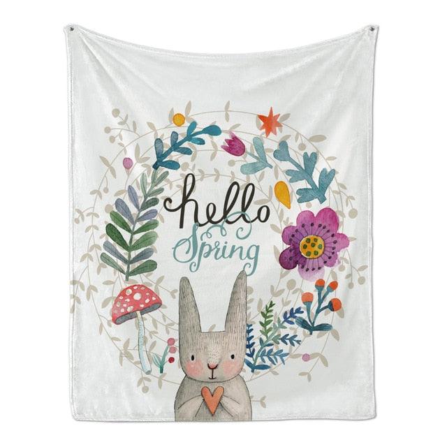 Cute Rabbit Printing Flannel Blanket for Kindergarten Cartoon Animal Throw Blankets On Bed Sofa Bedding (4BM)(F63)