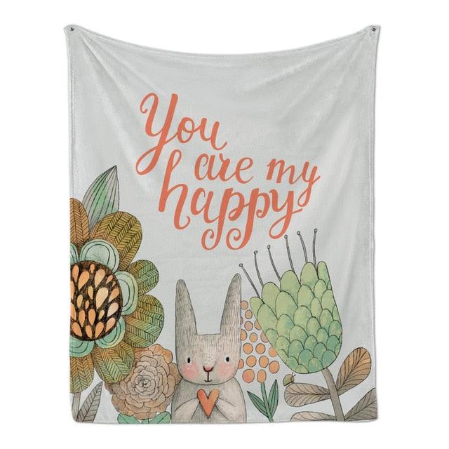 Cute Rabbit Printing Flannel Blanket for Kindergarten Cartoon Animal Throw Blankets On Bed Sofa Bedding (4BM)(F63)