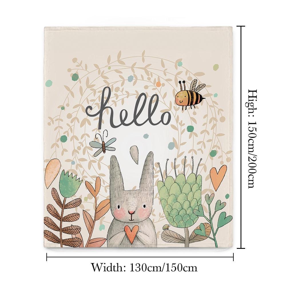 Cute Rabbit Printing Flannel Blanket for Kindergarten Cartoon Animal Throw Blankets On Bed Sofa Bedding (4BM)(F63)