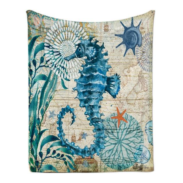Sea Turtle Flannel Blanket Printing Throw Fleece Blankets For Sofa Home Couch Bedding (4BM)
