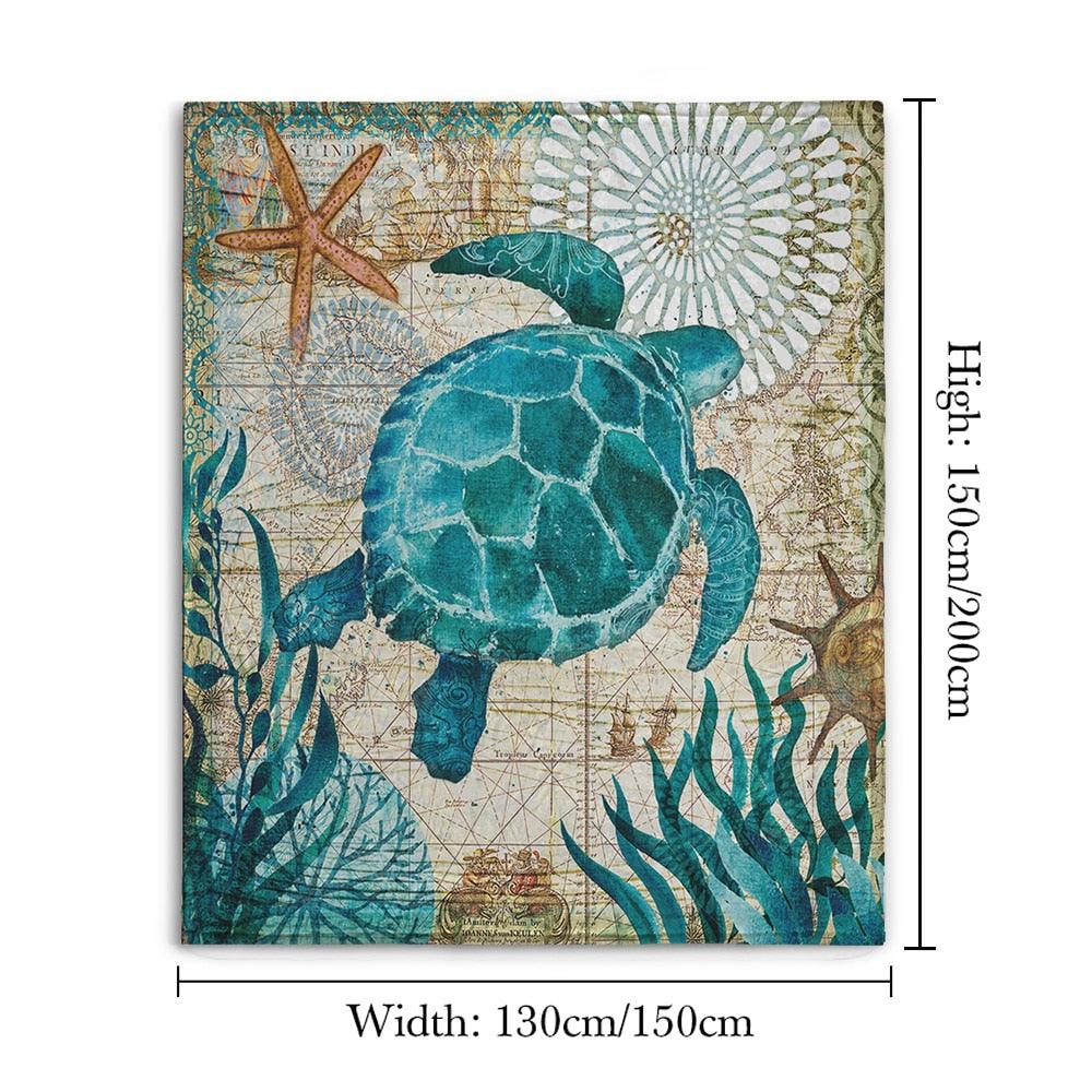 Sea Turtle Flannel Blanket Printing Throw Fleece Blankets For Sofa Home Couch Bedding (4BM)