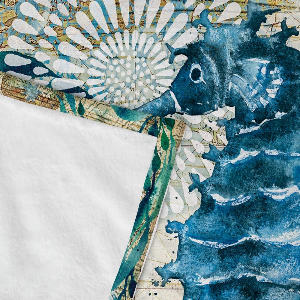 Sea Turtle Flannel Blanket Printing Throw Fleece Blankets For Sofa Home Couch Bedding (4BM)