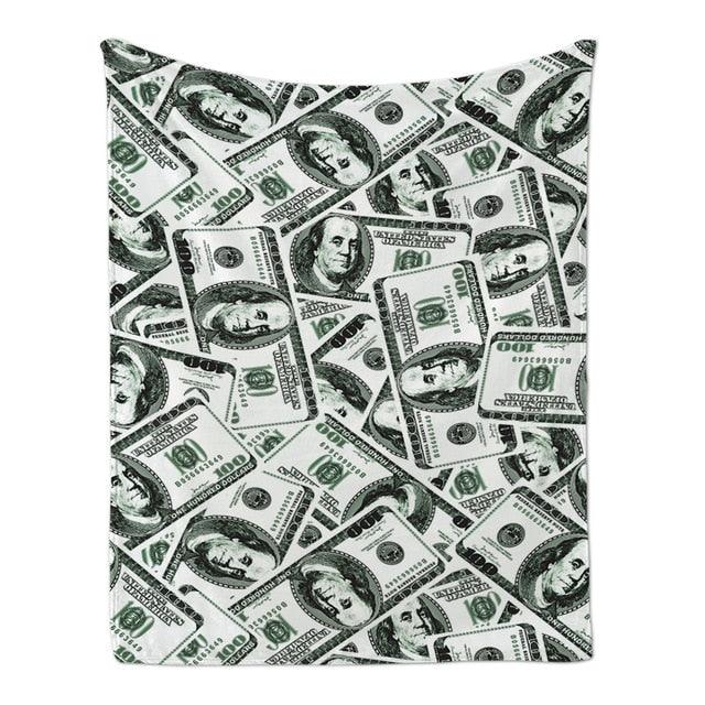 US Dollar Banknote Soft Flannel Summer Blanket Comfort Throw Blankets (D63)(4BM)