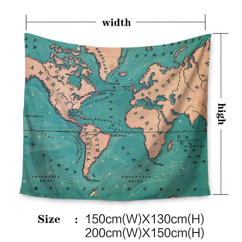 World Map Indian Tapestry Hippie Wall Hanging Tapestries Boho Bedspread Beach Towel Yoga Mat Blanket (4BM)(F63)