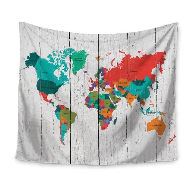 World Map Indian Tapestry Hippie Wall Hanging Tapestries Boho Bedspread Beach Towel Yoga Mat Blanket (4BM)(F63)