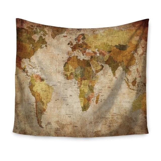World Map Indian Tapestry Hippie Wall Hanging Tapestries Boho Bedspread Beach Towel Yoga Mat Blanket (4BM)(F63)