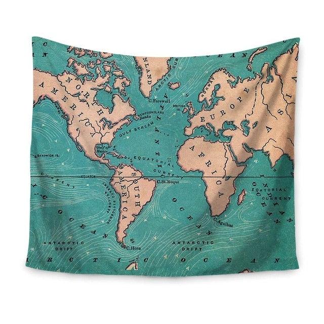World Map Indian Tapestry Hippie Wall Hanging Tapestries Boho Bedspread Beach Towel Yoga Mat Blanket (4BM)(F63)