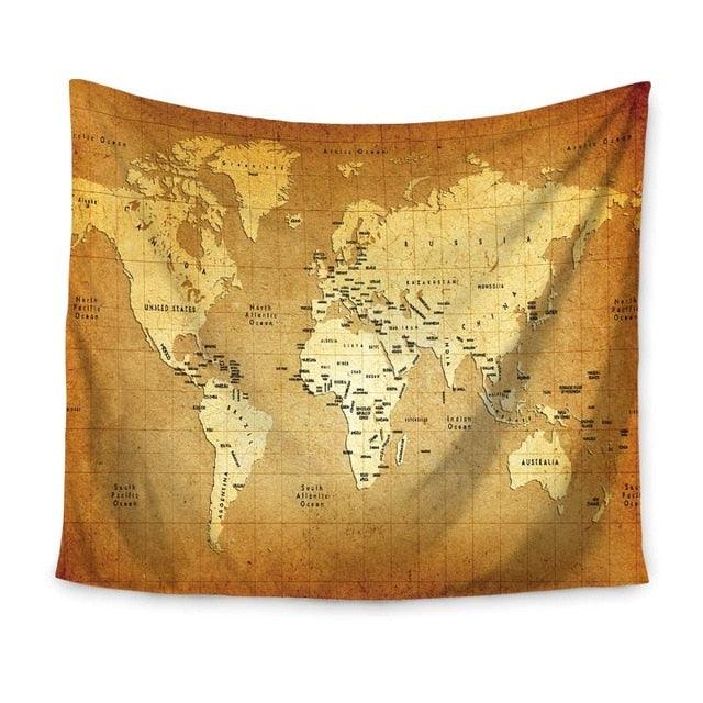 World Map Indian Tapestry Hippie Wall Hanging Tapestries Boho Bedspread Beach Towel Yoga Mat Blanket (4BM)(F63)